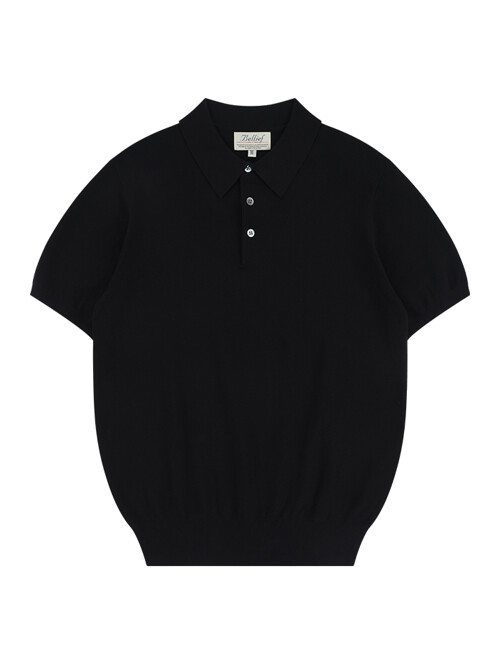 Essential Comfort Short Sleeve Polo Knit (Black)