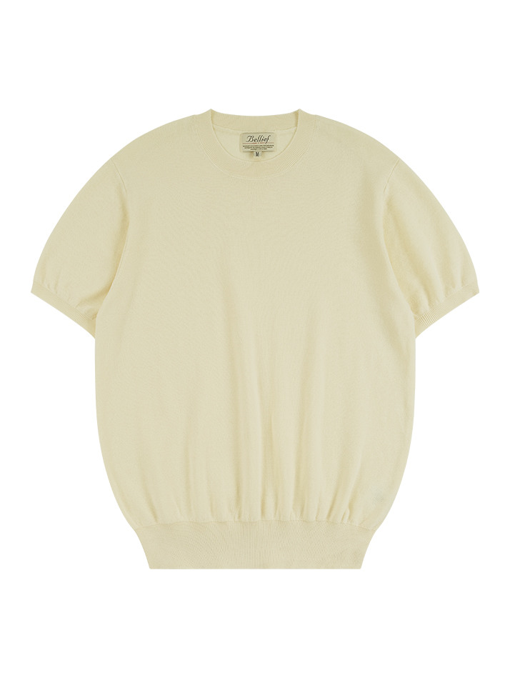 Essential Comfort Short Sleeve Round Knit (Ecru)