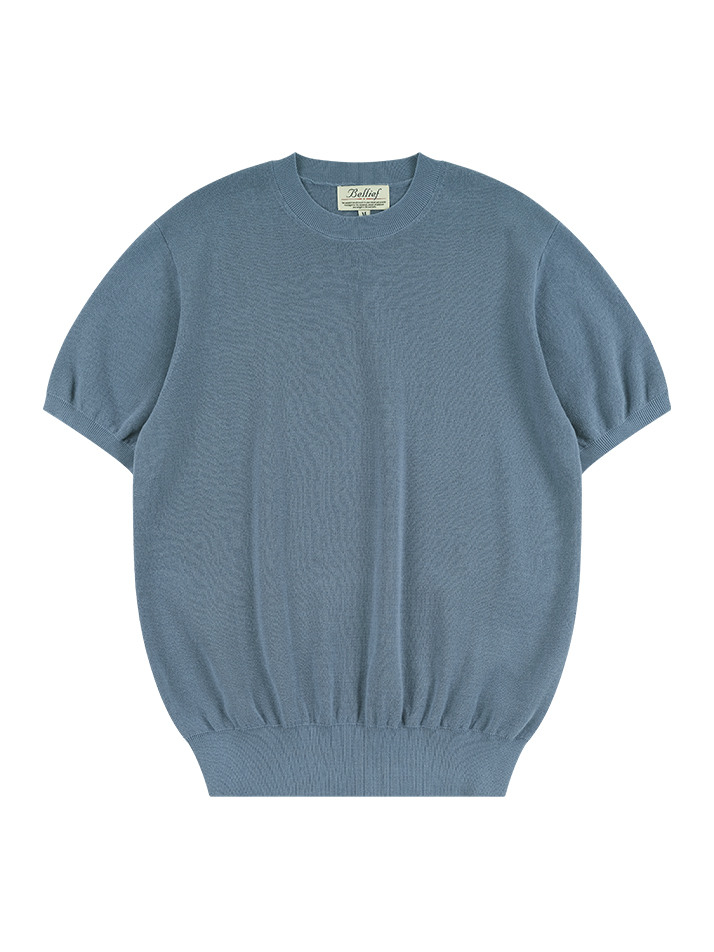Essential Comfort Short Sleeve Round Knit (Frozen Blue)