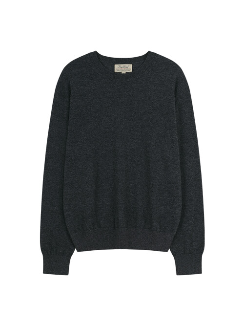 Essential Wool Comfort Crewneck Knit (Charcoal)
