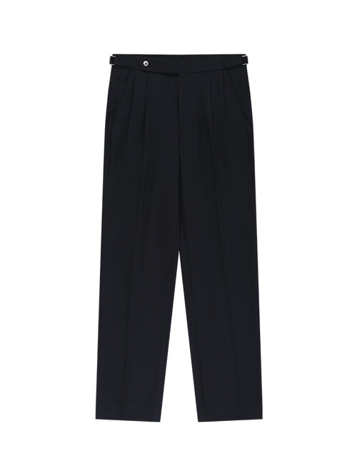 Wool Gabardine adjust Double-Pleated relaxed Trouser (Dark Navy)