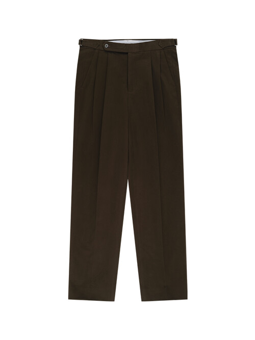 Essential Gaberdine Heavy Double-Pleated relaxed Chino (Brown)