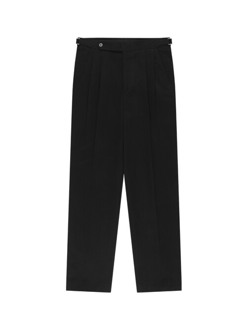 Essential Gaberdine Heavy Double-Pleated relaxed Chino (Black)