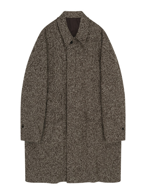 Wool Herringbone Balmacaan Coat (brown)