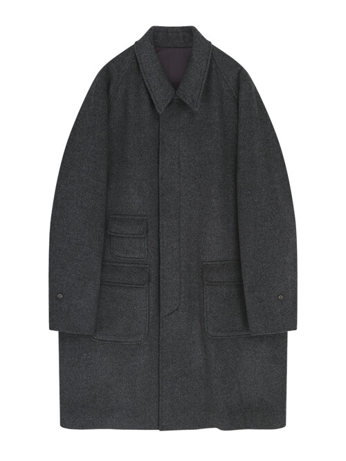 Wool Balmacaan Coat (Charcoal)