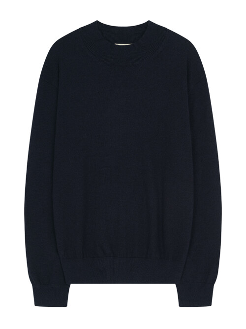 Essential Wool Comfort Moc-Neck knit (Navy)