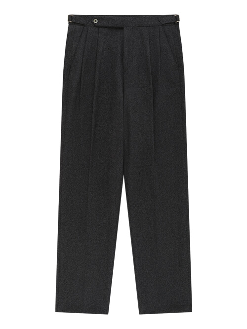 Essential Wool Flannel adjust relaxed Trouser (Charcoal)