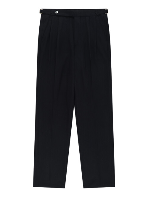 Essential Wool Flannel adjust relaxed Trouser (Dark Navy)