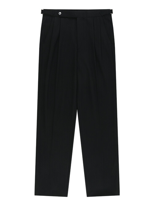 Essential Wool Flannel adjust relaxed Trouser (Black)