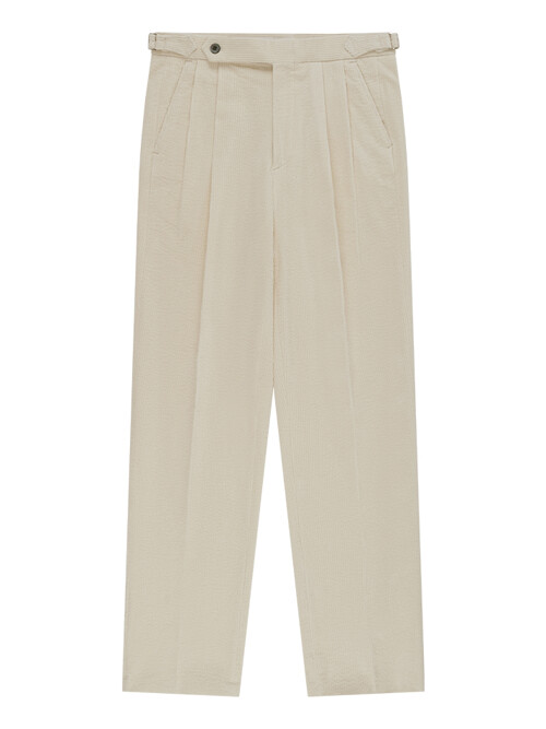 Corduroy adjust Double-Pleated relaxed Trouser (Ecru)