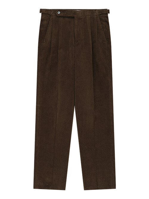 Corduroy adjust Double-Pleated relaxed Trouser (Brown)