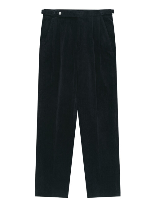Corduroy adjust Double-Pleated relaxed Trouser (Navy)