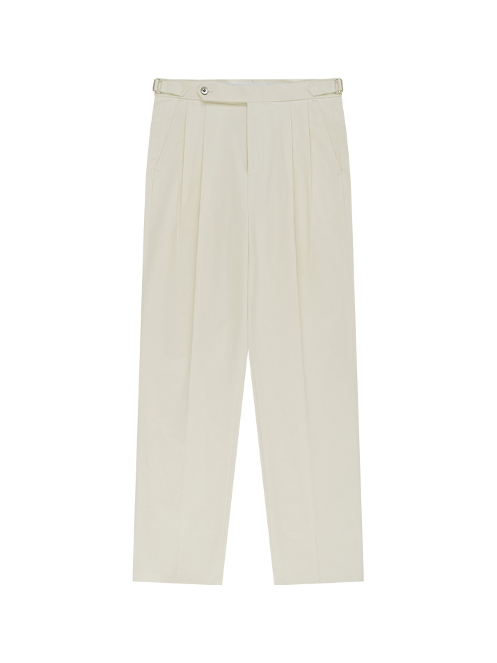 Essential Cotton Twill Adjust 2-Pleated Relaxed Chino (Ecru)