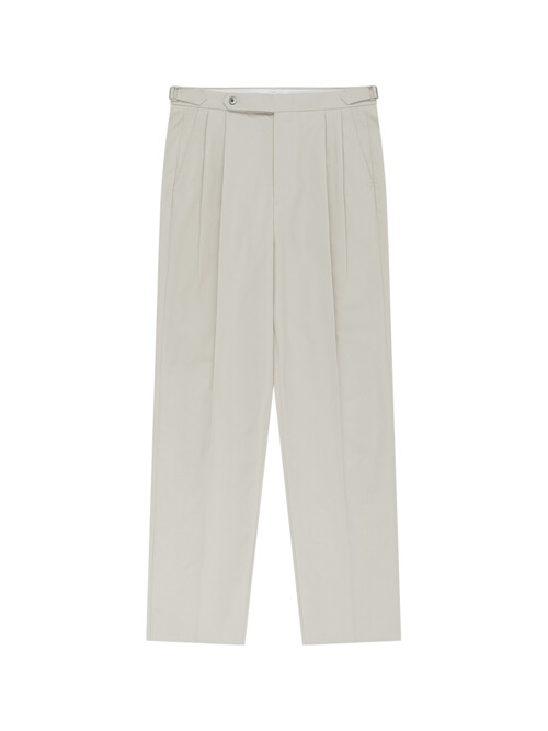 Essential Cotton Twill Adjust 2-Pleated Relaxed Chino (Light Beige)