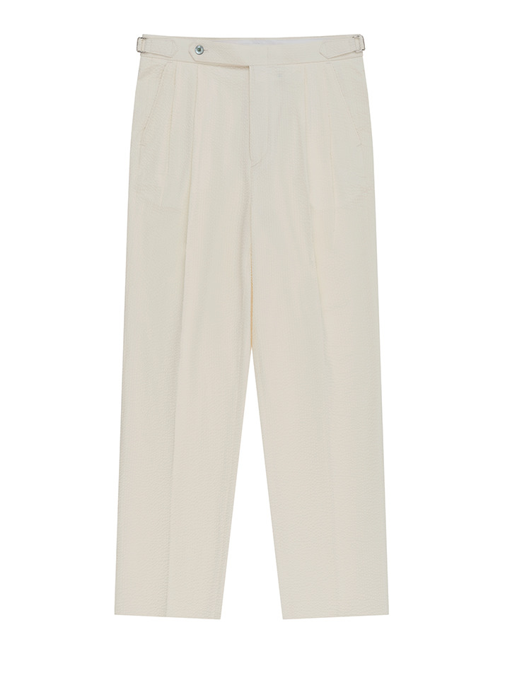 Essential Seersucker Adjust 2-Pleated Relaxed Chino (Ecru)