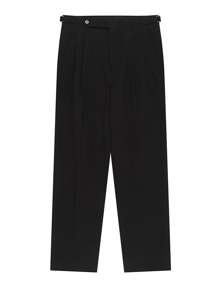 Essential Seersucker Adjust 2-Pleated Relaxed Chino (Black)