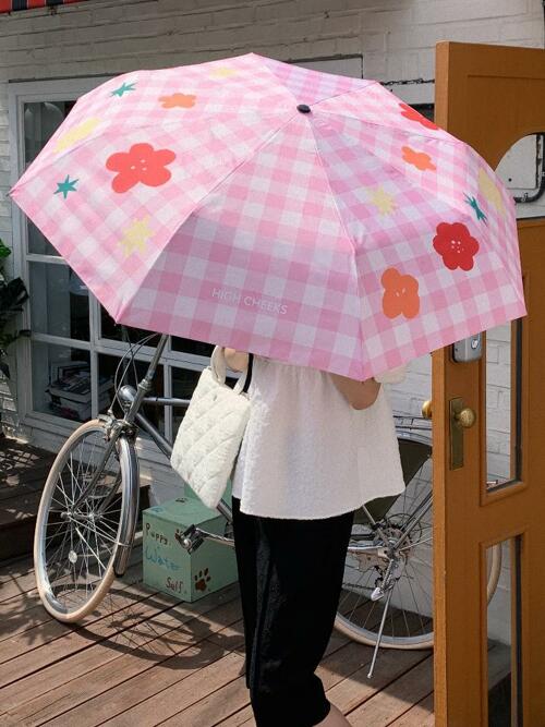 Gingham Check Folding Umbrella_HC2435AC001M