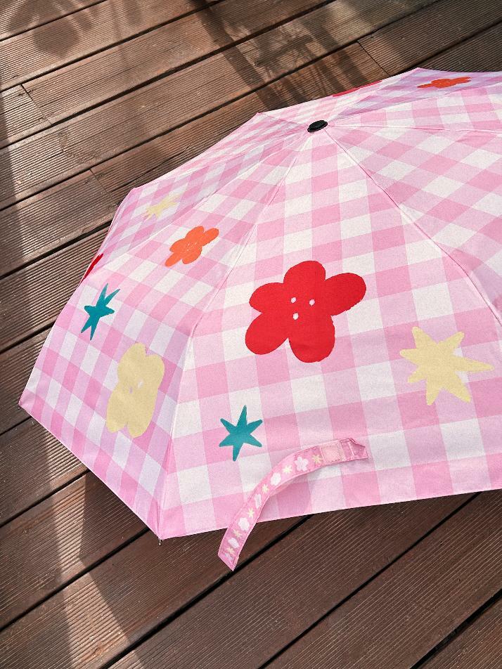 Gingham Check Folding Umbrella_HC2435AC001M