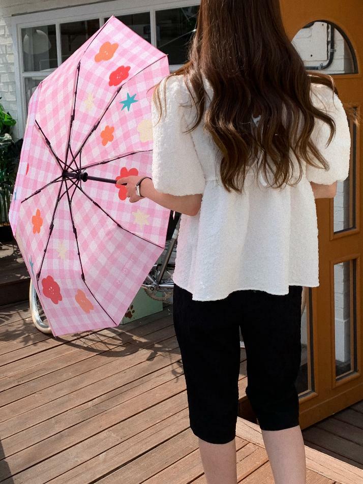 Gingham Check Folding Umbrella_HC2435AC001M