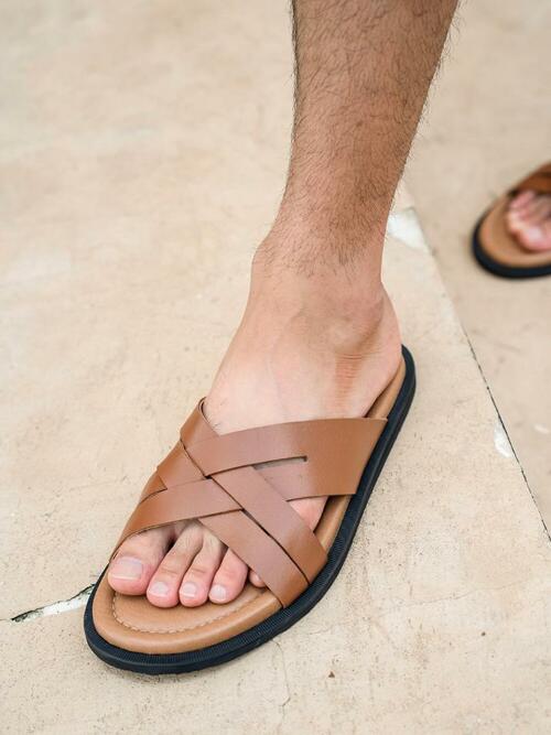 ALC7002 인트레치아토 레더 슬리퍼_camel brown