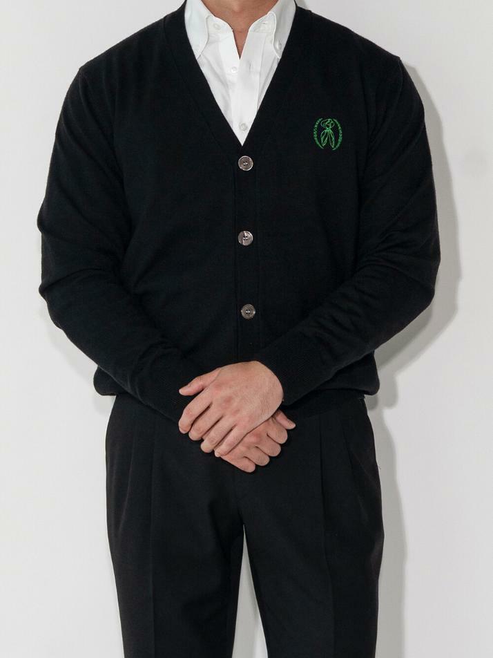 ALCCA010 스카프 심볼 가디건_black&green