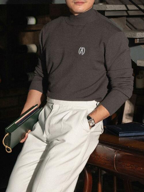 ALCKT037 스카프 심볼 하프 터틀넥 니트_charcoal