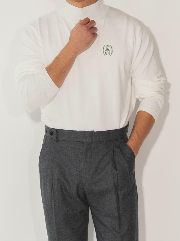 ALCKT037 스카프 심볼 하프 터틀넥 니트_ivory