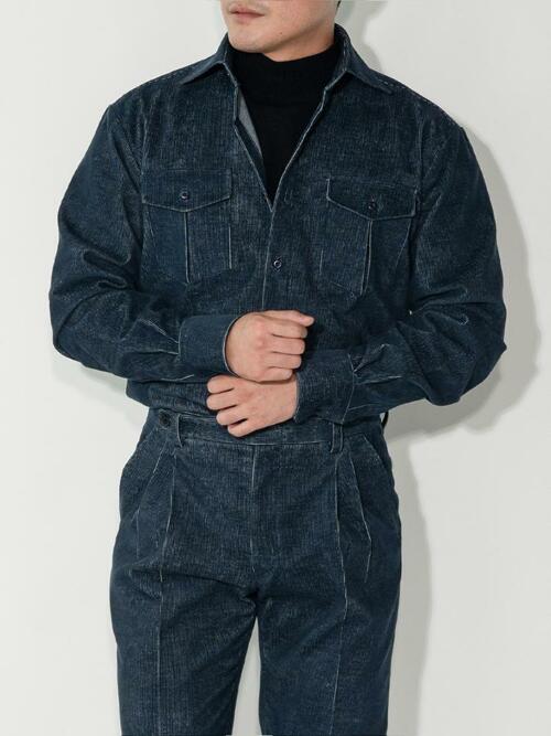 ALCSH017 투포켓 데님 코듀로이 셔츠_d.blue