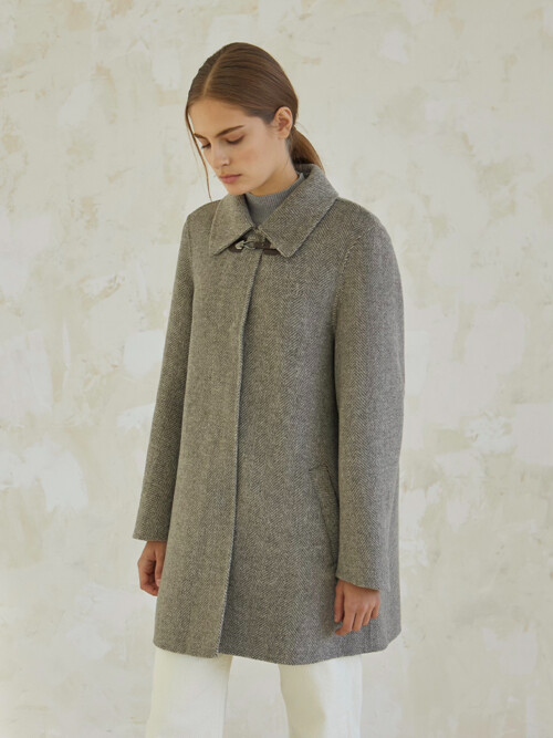 barentz alpaca handmade coat (herringbone grey)