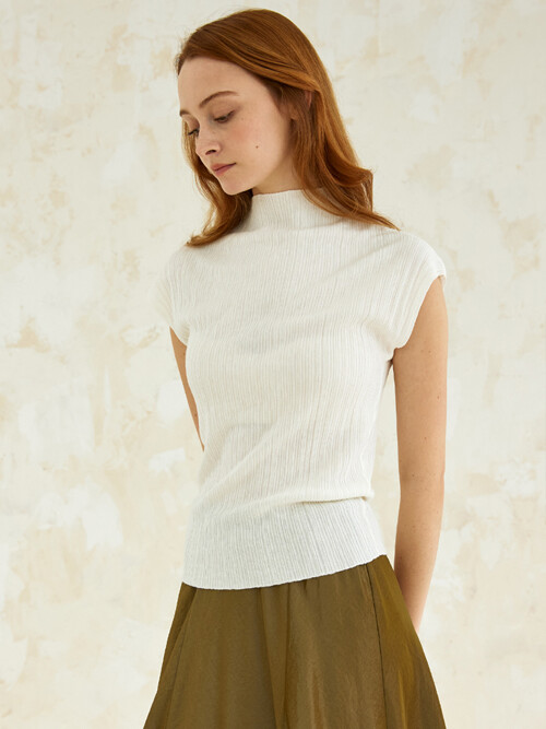 belaire cashmere pleats knit (vanilla frost)