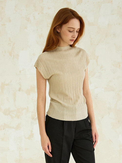 belaire cashmere pleats knit (raw honey)