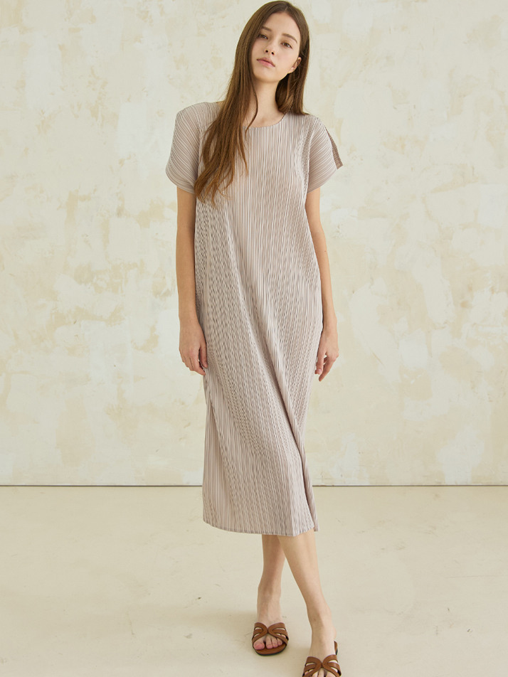 belaire pleats slit dress (windy dunes)