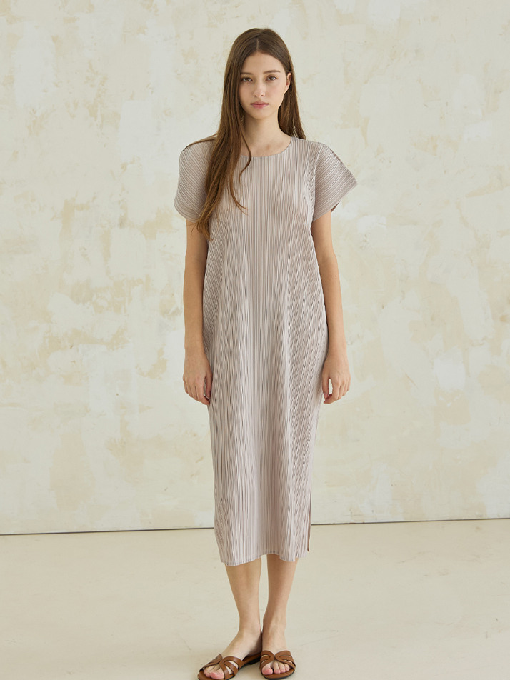 belaire pleats slit dress (windy dunes)