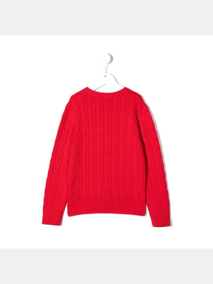 [랄프로렌] 21FW 키즈 포니 자수 케이블 니트 레드 702674 021