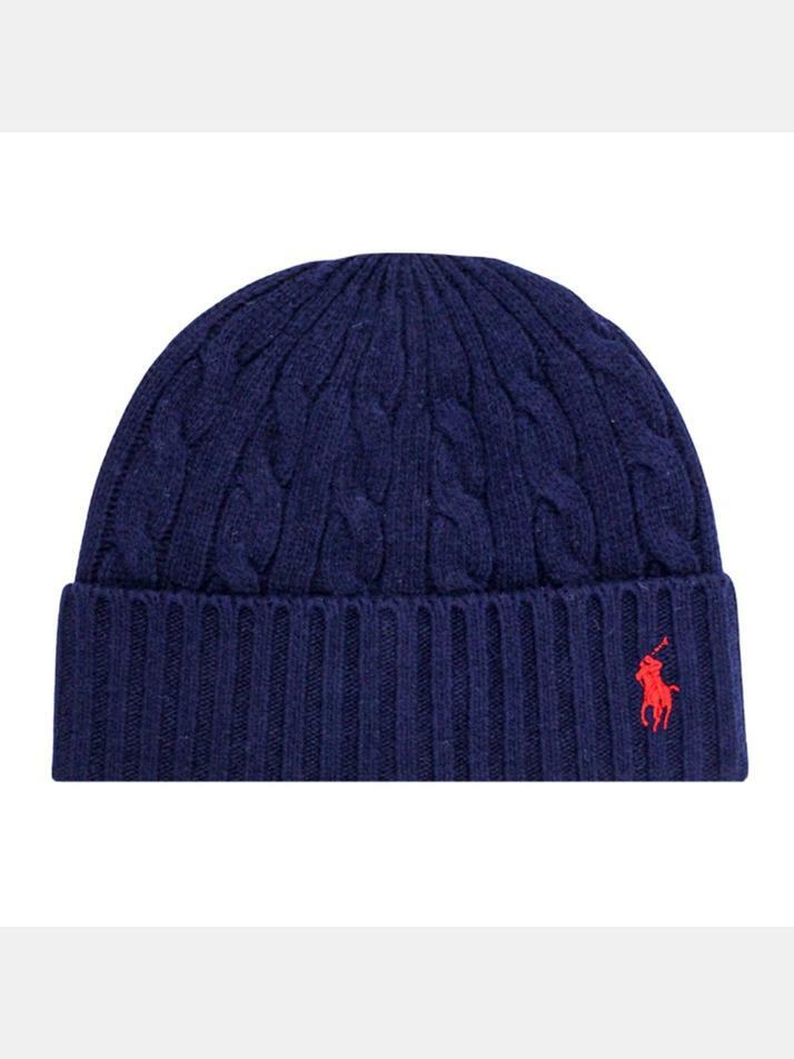 [랄프로렌] 23FW 포니 로고 케이블 비니 네이비 449891274 002