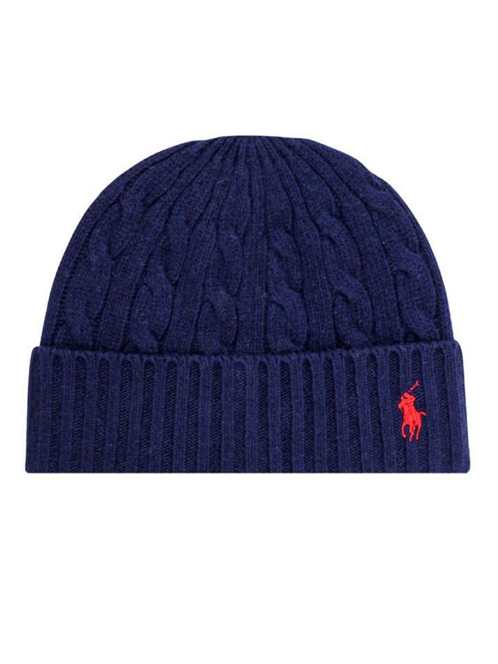 [랄프로렌] 23FW 포니 로고 케이블 비니 네이비 449891274 002