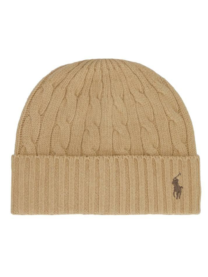 [랄프로렌] 23FW 포니 로고 자수 케이블 비니 카멜 449891274 004