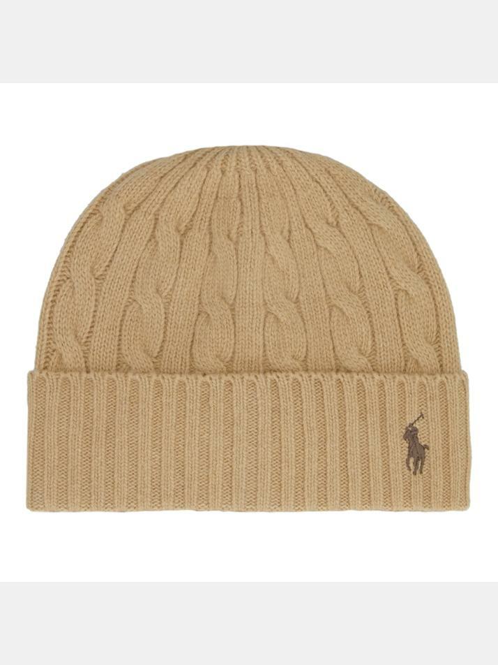 [랄프로렌] 23FW 포니 로고 자수 케이블 비니 카멜 449891274 004