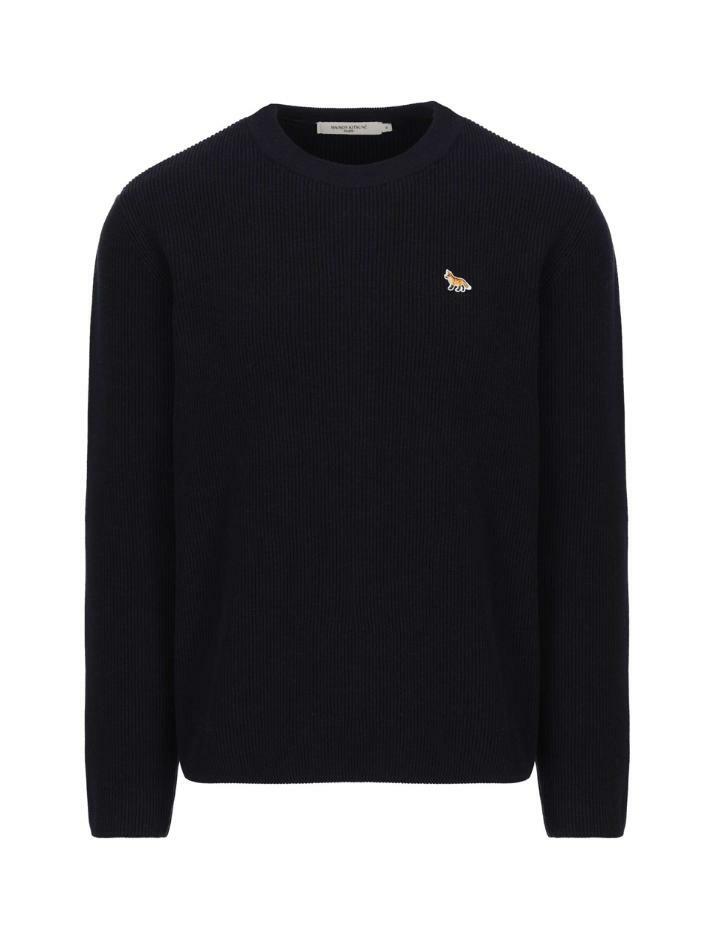 [메종 키츠네] 13주년 폭스 패치 니트 네이비 IM00511KT1064 P481