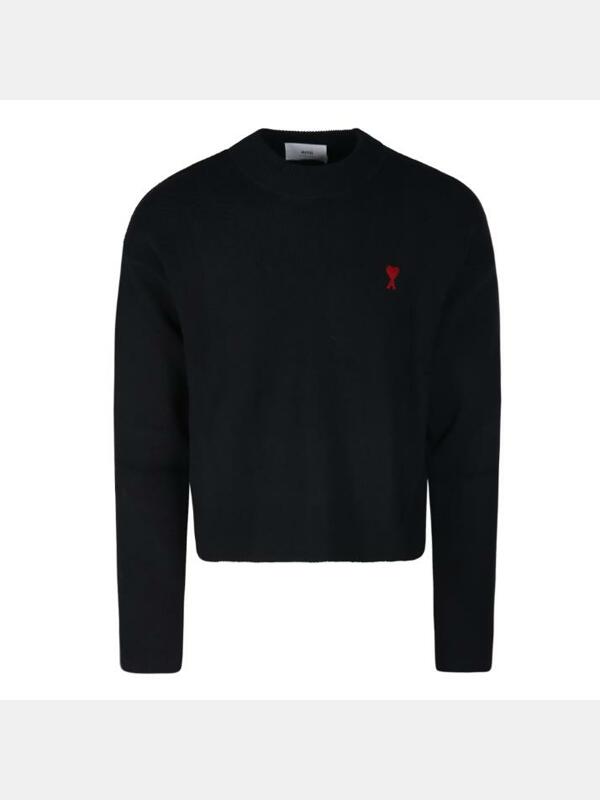 [아미] 24FW 스몰 로고 자수 니트 UKS046 KN0042 001