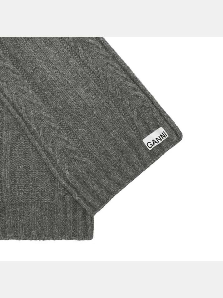 [가니] 23FW 로고 패치 케이블 울 머플러 그레이 A5364 523
