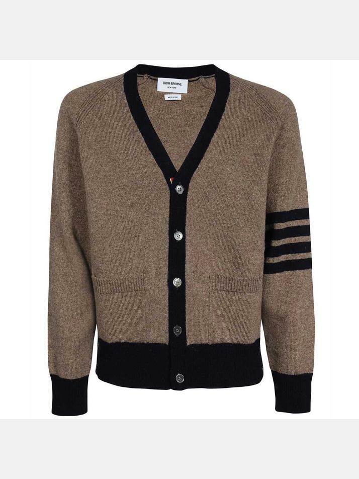 [톰브라운] 23FW 사선완장 브이넥 울 가디건 MKC485A Y1026 215