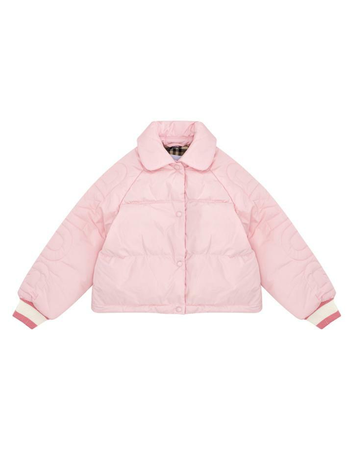 [버버리] 23FW 키즈 여성 로고 퀄팅 패딩 라이트핑크 8069477