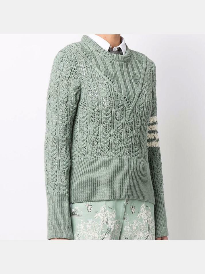 [톰브라운] 22FW 사선 풀오버 케이블니트 그린 FKA383A Y1024 350