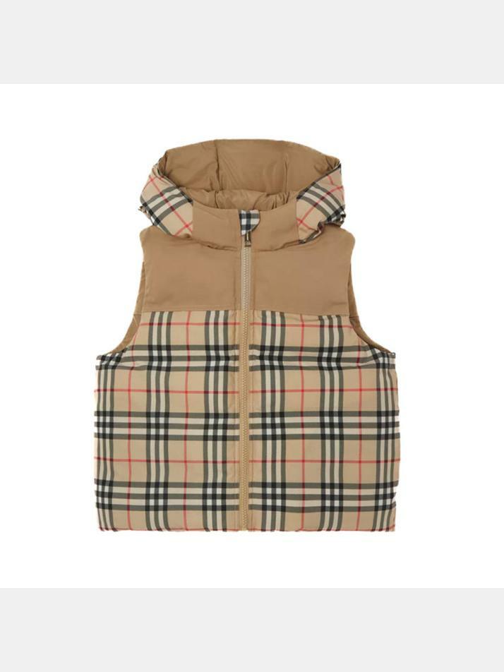 [버버리] 23SS 키즈여성 체크 리버서블 후드 패딩 조끼 8061696