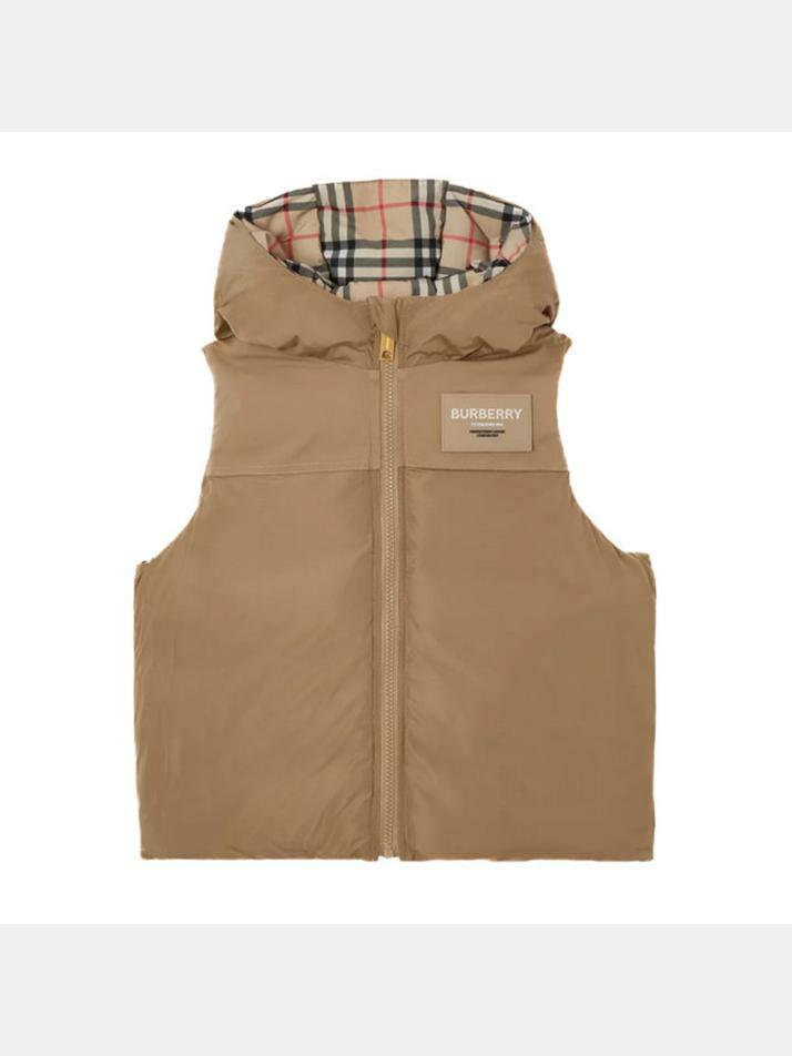 [버버리] 23SS 키즈여성 체크 리버서블 후드 패딩 조끼 8061696