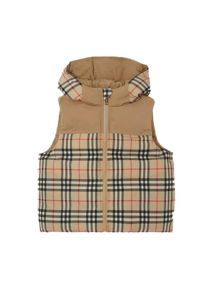 [버버리] 23SS 키즈여성 체크 리버서블 후드 패딩 조끼 8061696
