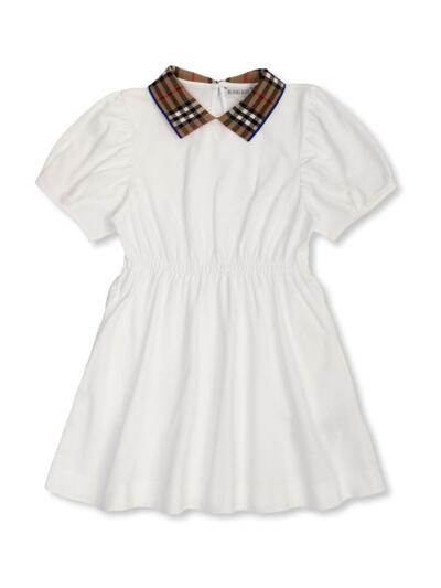 [버버리] 24SS 키즈 여성 체크 카라 원피스 화이트 8073165