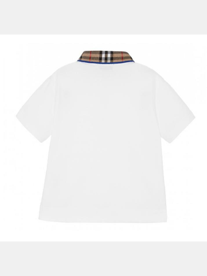 [버버리] 24SS 키즈 체크 카라 티셔츠 화이트 8073160