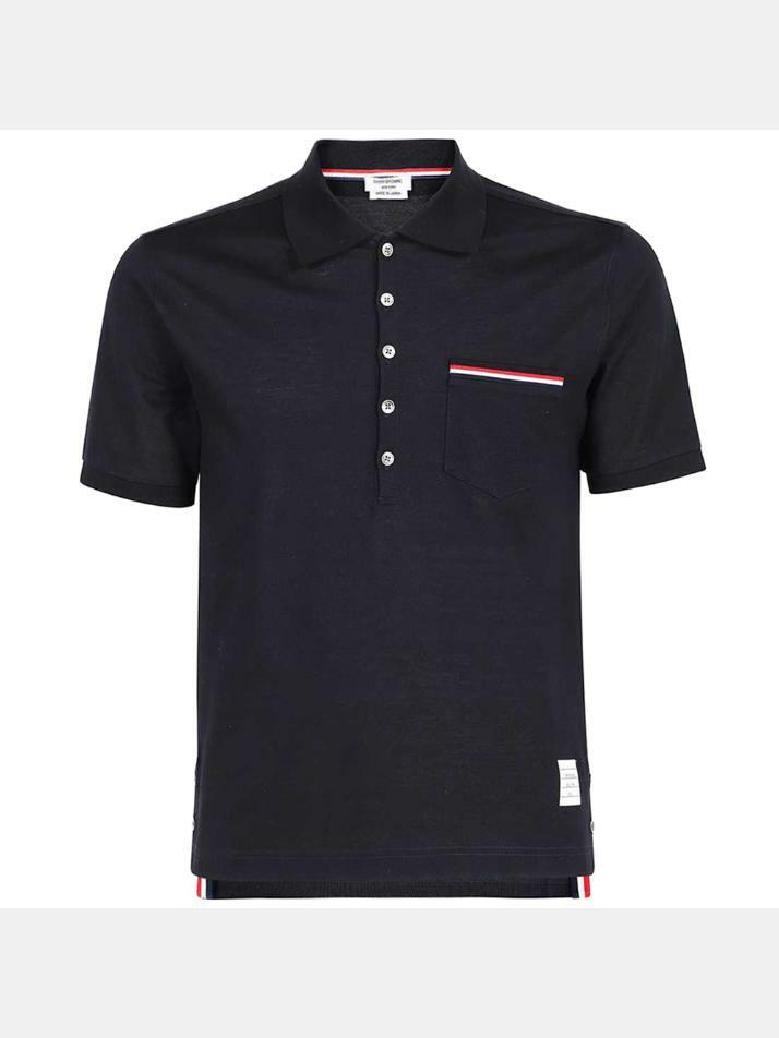 [톰브라운] 24FW 삼선 포켓 폴로 티셔츠 네이비 MJP022A 01455 415